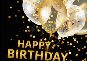Happy Birthday Banner Wallpaper Background Balloons Happy Birthday On Black Gold Stock Vector