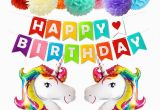 Happy Birthday Banner Walmart Canada Happy Birthday Party Decorations Supplies with Unicorn