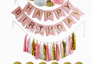 Happy Birthday Banner White and Gold Aliexpress Com Buy 100set Happy Birthday Banner with