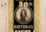 Happy Birthday Banner White and Gold Personalised Black Gold Sparkle Happy Birthday Photo