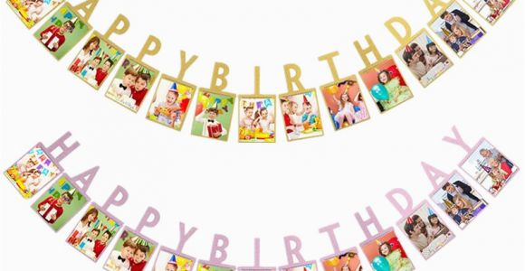 Happy Birthday Banner with Baby Photo 1set Happy Birthday Photo Banners Baby Shower Paper