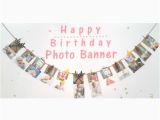 Happy Birthday Banner with Baby Photo 1st Happy Birthday Party Monthly Baby Shower Banner
