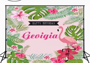 Happy Birthday Banner with Baby Photo Photography Backdrops Flamingo Birthday Banner Baby
