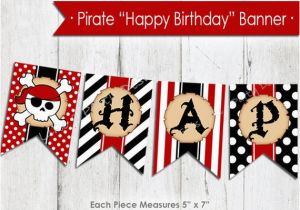 Happy Birthday Banner with Name Edit Pirate Happy Birthday Banner Instant Download