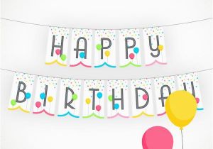 Happy Birthday Banner Yellow Printable Birthday Banner Happy Birthday with Balloons In