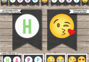 Happy Birthday Banner Youtube Emoji Party Printables Invitations Decorations