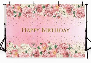 Happy Birthday Banners Card Making 7×5 Pink Flowers Photography Backdrops Happy Birthday