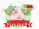 Happy Birthday Banners Cartoon Characters Clipart Of A Cartoon Happy Round Pink Sprinkled Donut Chef