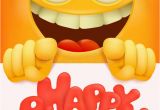 Happy Birthday Banners Cartoon Characters Happy Birthday Card with Funny Cartoon Yellow Emotion Face