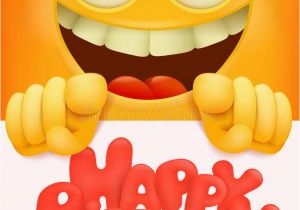Happy Birthday Banners Cartoon Characters Happy Birthday Card with Funny Cartoon Yellow Emotion Face