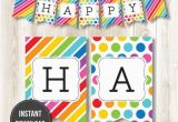 Happy Birthday Banners Diy Instant Download Rainbow Happy Birthday Banner by