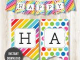 Happy Birthday Banners Diy Instant Download Rainbow Happy Birthday Banner by