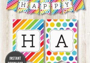 Happy Birthday Banners Diy Instant Download Rainbow Happy Birthday Banner by