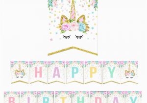 Happy Birthday Banners for Card Making Laphil Unicorn Happy Birthday Banner Baby Shower Paper