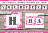 Happy Birthday Banners for Card Making Pink Camo Banner Template Happy Birthday Banner