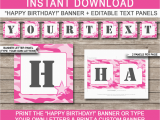 Happy Birthday Banners for Card Making Pink Camo Banner Template Happy Birthday Banner
