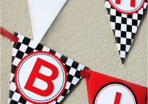 Happy Birthday Banners for Card Making Race Car Happy Birthday Banner Instant by Gwynnwassondesigns