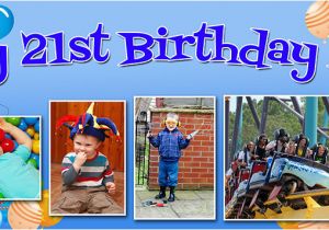 Happy Birthday Banners Next Day Delivery Balloon Background Birthday Banner with Up to 6 Pictures