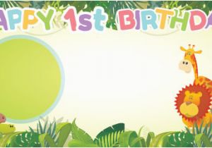 Happy Birthday Banners Next Day Delivery Happy 1st Birthday Jungle Design Small Personalised Banner