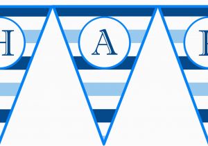 Happy Birthday Banners Printable Instant Download Blue Horizontal Stripe Printable Birthday