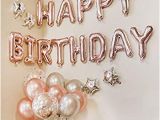 Happy Birthday Banners Rose Gold Amazon Com Balloonpop Rose Gold Happy Birthday Balloon