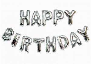 Happy Birthday Banners Silver 13pcs Self Inflating Happy Birthday Banner Balloon Bunting