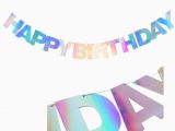 Happy Birthday Banners Silver Iridescent Silver Shimmering Happy Birthday Banner Bunting