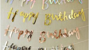 Happy Birthday Banners Silver Rose Gold Silver Happy Birthday Banner Bunting Hanging