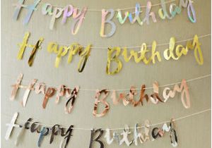 Happy Birthday Banners Silver Rose Gold Silver Happy Birthday Banner Bunting Hanging