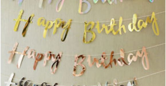 Happy Birthday Banners Silver Rose Gold Silver Happy Birthday Banner Bunting Hanging