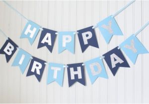 Happy Birthday Banners Silver Silver Navy Blue Happy 1st Birthday Banner Boy