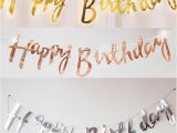 Happy Birthday Banners to Print at Home Rose Gold Party Decor Decorations Silver Happy Birthday