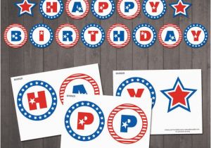 Happy Birthday Banners to Print Off Instant Download Patriotic Happy Birthday Banner Patriotic