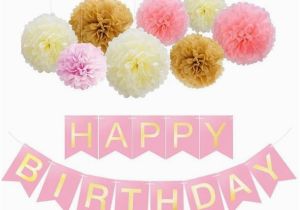 Happy Birthday Banners with Flowers Happy Birthday Banner Tissue Paper Pom Poms Flower for