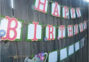 Happy Birthday Banners with Flowers Personalized Flower Happy Birthday Banner