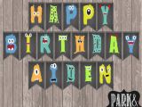 Happy Birthday Banners with Names Custom Little Monster Birthday Banner with Name Monster