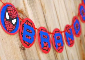Happy Birthday Banners with Names Spiderman Inspired Happy Birthday Banner Superhero