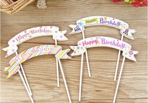 Happy Birthday Cake Banner Diy Aliexpress Com Buy 10pcs Lot Happy Birthday Cupcake Cake