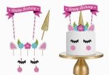 Happy Birthday Cake Banner Diy Glitter Unicorn Horn Happy Birthday Cake topper Banner