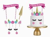 Happy Birthday Cake Banner Diy Glitter Unicorn Horn Happy Birthday Cake topper Banner