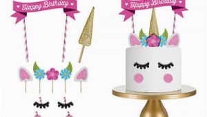Happy Birthday Cake Banner Diy Glitter Unicorn Horn Happy Birthday Cake topper Banner
