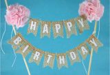 Happy Birthday Cake Banner Template Rustic Burlap Cake Banner Pink Birthday Cake Bunting Cake