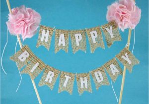 Happy Birthday Cake Banner Template Rustic Burlap Cake Banner Pink Birthday Cake Bunting Cake