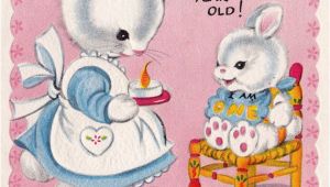 Happy Birthday Card 1 Year Old Vintage 1950s Happy Birthday 1 Year Old by Retrovintagebazaar