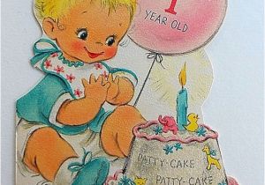Happy Birthday Card 1 Year Old Vintage Happy Birthday Card Baby Glitter 1 One Year Old Patty