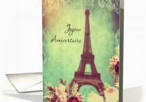 Happy Birthday Card In French Happy Birthday In French Eiffel tower Paris Vintage Look