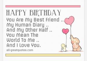 Happy Birthday Card to My Best Friend You are My Best Friend My Human Diary Friend Birthday Card
