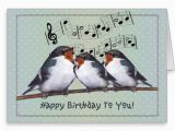 Happy Birthday Card with Photo and Music Happy Birthday Three Birds Singing Music Staff Greeting