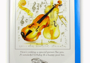 Happy Birthday Card with Photo and Music Violin Birthday Card Music Birthday Cards Musical