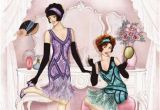 Happy Birthday Cards for Ladies Art Deco 1920 39 S Flapper Ladies Dressing Happy Birthday